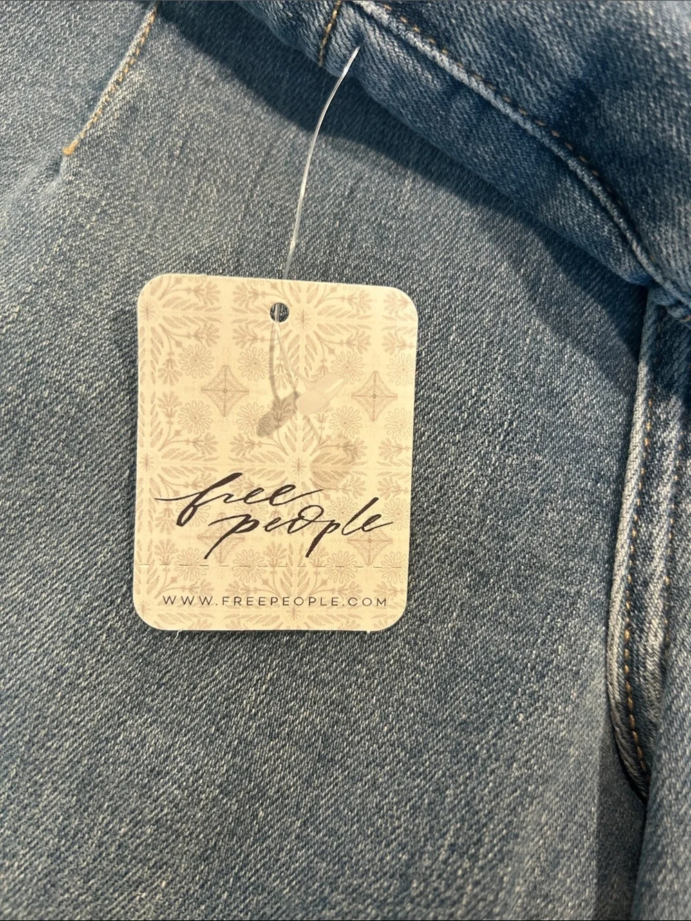 Free People Jayde High-Rise Medium Blue Pleated Front Jeans